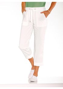 7/8-Hose Casual Looks, Damen, Gr. 46, Normalgr&ouml;&szlig;en, beige (ecru), 98% Baumwolle, 2% Elasthan, unifarben, 7/8-L&auml;nge, Hosen 7/8-Hose