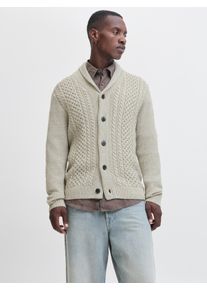 Jack & Jones Strickpullover JACK & JONES "JJPAUL KNIT SHAWL CARDIGAN", Herren, Gr. S, wei&szlig; melange, Strick, Obermaterial: 82% Polyacryl, 18% Baumwolle, meliert, regular fit normal, Pullover Strickpullover