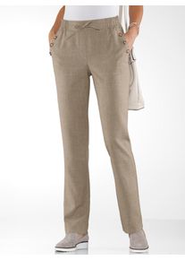 Leinenhose Classic Basics, Damen, Gr. 54, Normalgr&ouml;&szlig;en, grau (taupe), 100% Polyester, meliert, unifarben, lang, Hosen Leinenhose