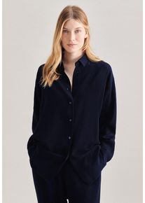 Longbluse Seidensticker "Schwarze Rose", Damen, Gr. S(36), dunkelblau, 100% Polyester, unifarben, oversize, ohne Ausschnitt, Blusen Longbluse, Langarm Kragen Uni