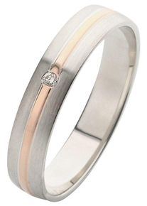 Trauring Firetti "Schmuck Geschenk Gold 375 Hochzeit Ehering Trauring "LIEBE" Gr. 17,5, rosa (wei&szlig;goldfarben, ros&eacute;goldfarben), Fingerringe, Damen, 17,5, 0,01 SI = kleine Einschl&uuml;sse mit Brillant, Ros&eacute;gold 375 Wei&szlig;gold 375, 4mm, Ros&eacute;gold 375, Wei&szlig;gold 375, Trauring, Made in Germany, wahlweise mit oder ohne Brillant