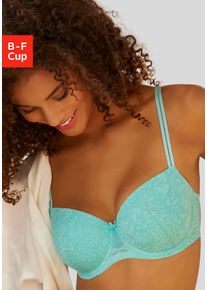 Balconette-BH Lascana, Damen, Gr. 95, Cup E, gr&uuml;n (mint), Microtouch, Obermaterial: 82% Polyamid, 18% Elasthan, figurbetont, BHs Balconette-BH, aus feiner, blumiger Spitze, Dessous