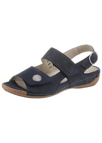 Waldl&auml;ufer Riemchensandale WALDL&Auml;UFER "HELIETT", Damen, Gr. 9 (43), blau (dunkelblau), Nubukleder, Schuhe Riemchensandale, Sommerschuh, Sandalette, Keilabsatz, mit Wechselfu&szlig;bett, H-Weite
