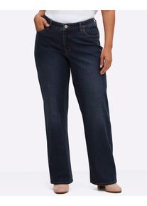 Bequeme Jeans sheego, Damen, Gr. 46, Normalgr&ouml;&szlig;en, dunkelblau, 56% Baumwolle, 19% Polyester, 14% Lyocell, 10% Viskose, 1% Elasthan, unifarben, lang, Jeans Bequeme Jeans
