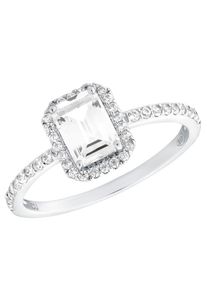 Fingerring Amor "Sparkles" Gr. 58, silber (silberfarben, kristallwei&szlig;), Fingerringe, Damen, 58, Silber 925 (Sterlingsilber), 1,5mm, Fingerring, mit Zirkonia (synth.)