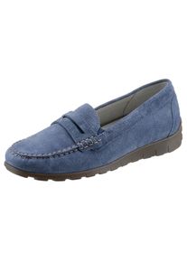 Waldl&auml;ufer Mokassin WALDL&Auml;UFER "H-LUCY", Damen, Gr. 7 (40,5), blau (jeansblau), Veloursleder, Schuhe Mokassin, Slipper, Freizeitschuh, Halbschuh mit typischer Rahmennaht, H-Weite, Topseller