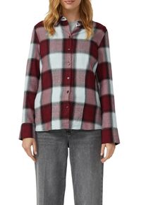 Hemdbluse s.Oliver, Damen, Gr. 38, schwarz merlot check, Flanell, Obermaterial: 55% Baumwolle, 45% Viskose, kariert, regular fit normal, Manschette, Blusen Hemdbluse, mit Karo Muster