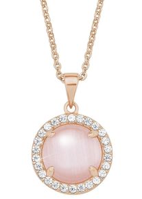 Kette mit Anh&auml;nger Amor "2022669", rosa (ros&eacute;goldfarben, rosa, kristallwei&szlig;), Halsketten, Damen, Silber 925 (Sterlingsilber), L: 45, Kette mit Anh&auml;nger, mit Katzenauge, Zirkonia (synth.)