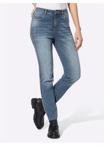 Bequeme Jeans Heine, Damen, Gr. 46, Normalgr&ouml;&szlig;en, blau (blau, stone, washed), 98% Baumwolle, 2% Elasthan, unifarben, lang, Jeans Bequeme Jeans