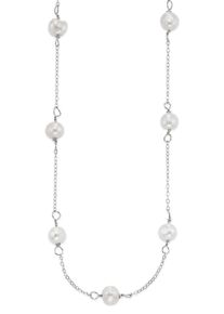 Silberkette "Schmuck Geschenk Halskette", silber (wei&szlig;goldfarben, wei&szlig;), ANISTON JEWELRY & WATCHES, Halsketten, Damen, Perlen Silber 925 (Sterlingsilber), L: 47 B: 1mm, Perlen, Silber 925 (Sterlingsilber), Silberkette, mit Naturperle, B:1mm