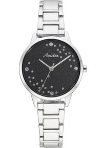 Quarzuhr, silber (silberfarben, schwarz), ANISTON JEWELRY & WATCHES, Armbanduhren, Damen, Quarzuhr, Armbanduhr, Damenuhr, analog, Glassteine, neue Kollektion