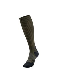 Sportsocken Bauerfeind "Outdoor Merino Compression Socks", Herren, Gr. 46-49, gr&uuml;n (gr&uuml;n, l), Polyamid, unifarben mit Farbeinsatz, normal, Socken Sportsocken, Erste Hilfe Artikel