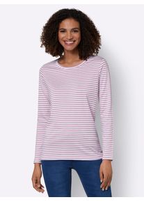 T-Shirt Casual Looks "Shirt", Damen, Gr. 46, rosa (ros&eacute;, ecru, geringelt), 50% Baumwolle, 50% Modal, gemustert, gestreift, mehrfarbig, Rundhals, Shirts T-Shirt