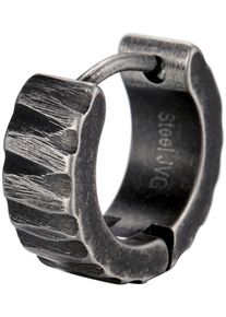 Single-Creole Firetti "Schmuck Geschenk Edelstahl Ohrschmuck Ohrring Crag Fels", schwarz (antikfarben, schwarz), Ohrringe, Damen, 14mm, Edelstahl, Single-Creole