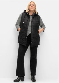 Bootcut-Jeans sheego, Damen, Gr. 52, Normalgr&ouml;&szlig;en, schwarz (schwarz denim), 68% Baumwolle, 30% Polyester, 2% Elasthan, unifarben, lang, Jeans Bootcut-Jeans