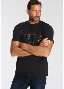 MAN'S WORLD T-Shirt MAN'S WORLD, Herren, Gr. XXL (60/62), schwarz, Single Jersey, Obermaterial: 100% Baumwolle, bedruckt, normal, Rundhals, Shirts T-Shirt, Kurzarm, mit Print, Rundhals, aus Baumwolle, auch in gro&szlig;en Gr&ouml;&szlig;en, Topseller