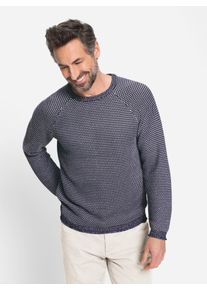 Rundhalspullover Marco Donati "Pullover", Herren, Gr. 52, blau (marine, wei&szlig;), 50% Baumwolle, 50% Polyacryl, Pullover Rundhalspullover