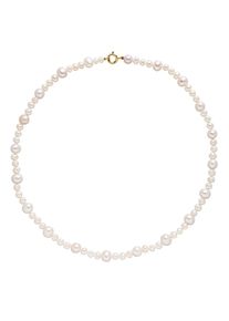 Perlenkette Firetti "Schmuck Geschenk Gold 375 Halsschmuck Halskette Perle", gold (gelbgoldfarben, wei&szlig;), Halsketten, Damen, Gelbgold 375 Perlen Seide, L: 45, Gelbgold 375, Perlen, Seide, Perlenkette, Made in Germany - mit S&uuml;&szlig;wasserzuchtperle