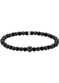 Armband Thomas Sabo "Talisman-Armband" Gr. 19, silber (silberfarben, schwarz, schwarz), Armb&auml;nder, Damen, 19, Silber 925 (recycelt), Armband, mit Obsidian, Zirkonia (synth.)