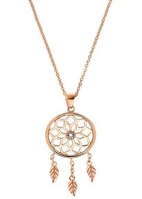 Kette mit Anh&auml;nger Amor "Dreamcatcher", gold (goldfarben, wei&szlig;), Halsketten, Damen, mit Zirkonia, Silber 925 (Sterlingsilber), L: 45, Kette mit Anh&auml;nger, mit Zirkonia (synth.)