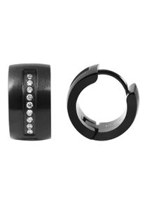 Adelia&acute;s Paar Creolen ADELIA&acute;S "Damen Ohrringe &iquest; Klappcreole aus Edelstahl mit Strass Steinchen", schwarz, Ohrringe, Damen, Edelstahl, Paar Creolen