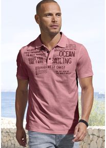 Poloshirt John Devin "mit Print", Herren, Gr. 3XL (64/66), rot (rosenholz), Slub, Obermaterial: 100% Baumwolle, bedruckt, regular fit, Rundhals, abgesteppte Kante, Shirts Poloshirt, Regular-Fit, aus Slub-Qualit&auml;t, mit Print