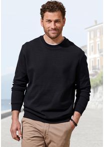 Sweatshirt John Devin, Herren, Gr. L (52/54), schwarz, Obermaterial: 83% Baumwolle, 16% Polyester, 1% Elasthan, unifarben, regular fit, Rundhals, angesetztes B&uuml;ndchen, Sweatshirts Sweatshirt, Pullover aus Struktur-Qualit&auml;t, Topseller