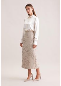 Midirock Seidensticker, Damen, Gr. 42, beige, 86% Polyester, 14% matallisierte Fasern, Jacquardmuster, normal, R&ouml;cke Midirock