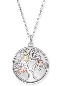 Kette mit Anh&auml;nger Engelsrufer "Lebensbaum", rosa (silberfarben, gelbgoldfarben, ros&eacute;goldfarben, kristallwei&szlig;), Halsketten, Damen, Silber 925 (Sterlingsilber), L: 50, Kette mit Anh&auml;nger, mit Zirkonia (synth.)
