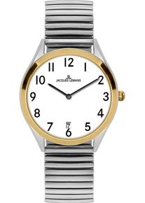 Quarzuhr Jacques Lemans "Cannes", silber (silberfarben), Armbanduhren, Damen, Quarzuhr, Armbanduhr, Damenuhr, Herrenuhr, Datum, Edelstahl, Flexband, Zugband