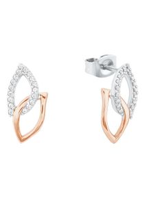 Paar Ohrstecker Amor "Bl&auml;tter", rosa (silberfarben, ros&eacute;goldfarben, wei&szlig;, kristallwei&szlig;), Ohrringe, Damen, Silber 925 (Sterlingsilber), Paar Ohrstecker, mit Zirkonia (synth.)