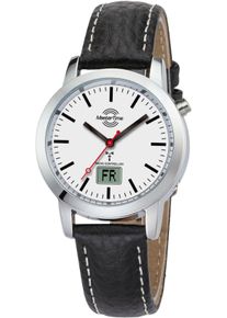 Funkuhr MASTER TIME "Basic", schwarz, Armbanduhren, Damen, Funkuhr, Armbanduhr, Quarzuhr, Damenuhr, Datum, Lederarmband