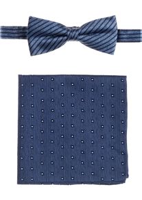 Fliege MONTI, Herren, blau, Obermaterial: 100% Seide, Fliegen Fliege, (Set, 2-tlg.) Reine Seide, Fliege mit farblich passendem Einstecktuch