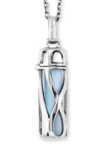 Kette mit Anh&auml;nger Engelsrufer "POWERFUL STONE BLAUER ACHAT" Gr. S, bunt (silberfarben, blau), Halsketten, Damen, S, Silber 925 (Sterlingsilber), L: 50, Kette mit Anh&auml;nger, mit Achat