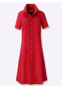 Jeanskleid Casual Looks "Jeans-Kleid", Damen, Gr. 19, Kurzgr&ouml;&szlig;en, erdbeere, Twill, 100% Baumwolle, unifarben, wadenlang, Kleider Jeanskleid