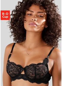 B&uuml;gel-BH Lascana "Guilietta", Damen, Gr. 75, Cup D, schwarz, Spitze, Obermaterial: 88% Polyamid, 12% Elasthan, BHs B&uuml;gel-BH, aus dezent transparenter Spitze in blumiger Optik, Dessous