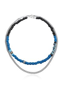 Silberkette Kuzzoi "Halskette Panzerkette Glas Beads Set 925 Silber" Gr. 40, silber, Halsketten, Herren, ohne Stein, Silber 925 (Sterlingsilber), Silberkette