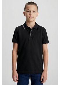 Poloshirt Calvin Klein Jeans "EMBRO. CK LOGO PIQUE POLO", Jungen, Gr. 8 (128), schwarz (ck schwarz), Single Jersey, Obermaterial: 94% Baumwolle, 6% Elasthan, unifarben, regular fit h&uuml;ftbedeckend, Shirts Poloshirt, f&uuml;r Kinder bis 16 Jahre, mit Stickerei