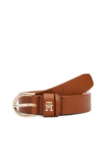Lederg&uuml;rtel Tommy Hilfiger "ESSENTIAL EFFORTLESS 2.5 cm breit GOLD", Damen, Gr. 125, braun (cognac), Rindsleder, unifarben, G&uuml;rtel Lederg&uuml;rtel, Logoemblem, weiche Haptik, ovale Einfachdornschlie&szlig;e