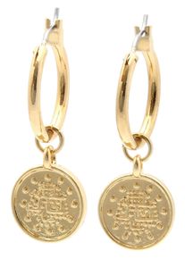 Paar Creolen Firetti "M&uuml;nze", gold (gelbgoldfarben), Ohrringe, Damen, 18mm, Metall, Paar Creolen, Einh&auml;nger abnehmbar