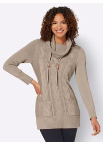 Longpullover Casual Looks "Longpullover", Damen, Gr. 44, beige (sesam), 50% Baumwolle, 50% Polyacryl, unifarben, Pullover Longpullover