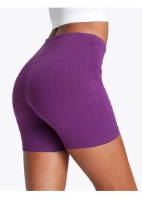 Shorts Lascana, Damen, Gr. 36/38, N-Gr, lila, Single Jersey, Obermaterial: 95% Baumwolle, 5% Elasthan, unifarben, Basic, kurz, Hosen Shorts, mit breitem B&uuml;ndchen und Logodruck, Loungewear