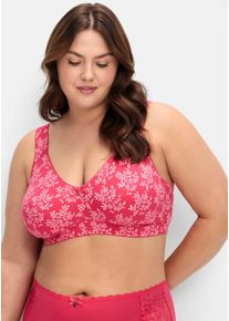 Entlastungs-BH sheego, Damen, Gr. 110, Cup E, wei&szlig; (wei&szlig;, orchidee), 95% Baumwolle, 5% Elasthan, BHs Entlastungs-BH