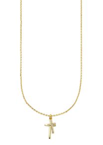 Kette mit Anh&auml;nger Bruno Banani "Schmuck Geschenk gelbgoldfarben vergoldet mit zwei Kreuz-Anh&auml;nger", gelbgoldfarben, kristallwei&szlig;, Halsketten, Damen, Silber 925 (Sterlingsilber), L: 45 B: 1,1mm, Kette mit Anh&auml;nger, mit Zirkonia (synth.), B:1,1mm