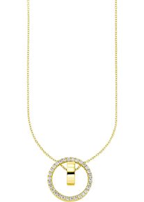 Kette mit Anh&auml;nger "Schmuck Geschenk Silber 925 Halsschmuck", gold (gelbgoldfarben, kristallwei&szlig;), ANISTON JEWELRY & WATCHES, Halsketten, Damen, Silber 925 (Sterlingsilber), L: 51 B: 0,7mm, Kette mit Anh&auml;nger, mit Zirkonia (synth.), B:0,7mm
