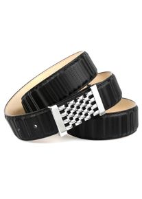 Lederg&uuml;rtel Anthoni Crown, Damen, Gr. 85, schwarz, Leder, gestreift, unifarben, G&uuml;rtel Lederg&uuml;rtel, in schillernder 3D-Optik mit silberfarbener Koppelschlie&szlig;e