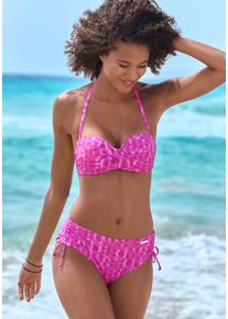B&uuml;gel-Bandeau-Bikini-Top ELBSAND "Letra", Damen, Gr. 44, Cup D, pink (fuchsia), Recycling-Polyamid, bedruckt, Bikini-Oberteile B&uuml;gel-Bandeau-Bikini-Top, mit tollem Wording