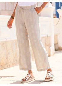 Culotte Inspirationen, Damen, Gr. 46, Normalgr&ouml;&szlig;en, beige (sand, gestreift), 80% Viskose, 20% Leinen, gemustert, mehrfarbig, 7/8-L&auml;nge, Hosen Culotte