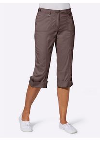 Caprihose Casual Looks, Damen, Gr. 46, Normalgr&ouml;&szlig;en, grau (dunkeltaupe), 98% Baumwolle, 2% Elasthan, unifarben, 3/4-L&auml;nge, Hosen Caprihose