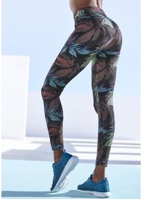 active by Lascana Leggings LASCANA ACTIVE, Damen, Gr. S (36/38), N-Gr, blau (dunkelblau), Jersey, Obermaterial: 95% Baumwolle, 5% Elasthan, bedruckt, mehrfarbig, figurbetont kn&ouml;chellang, Hosen Leggings, mit floralem Druck